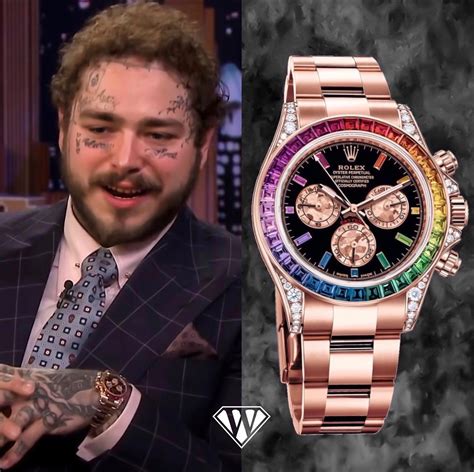 post malone rainbow rolex|Rolex rainbow daytona watch.